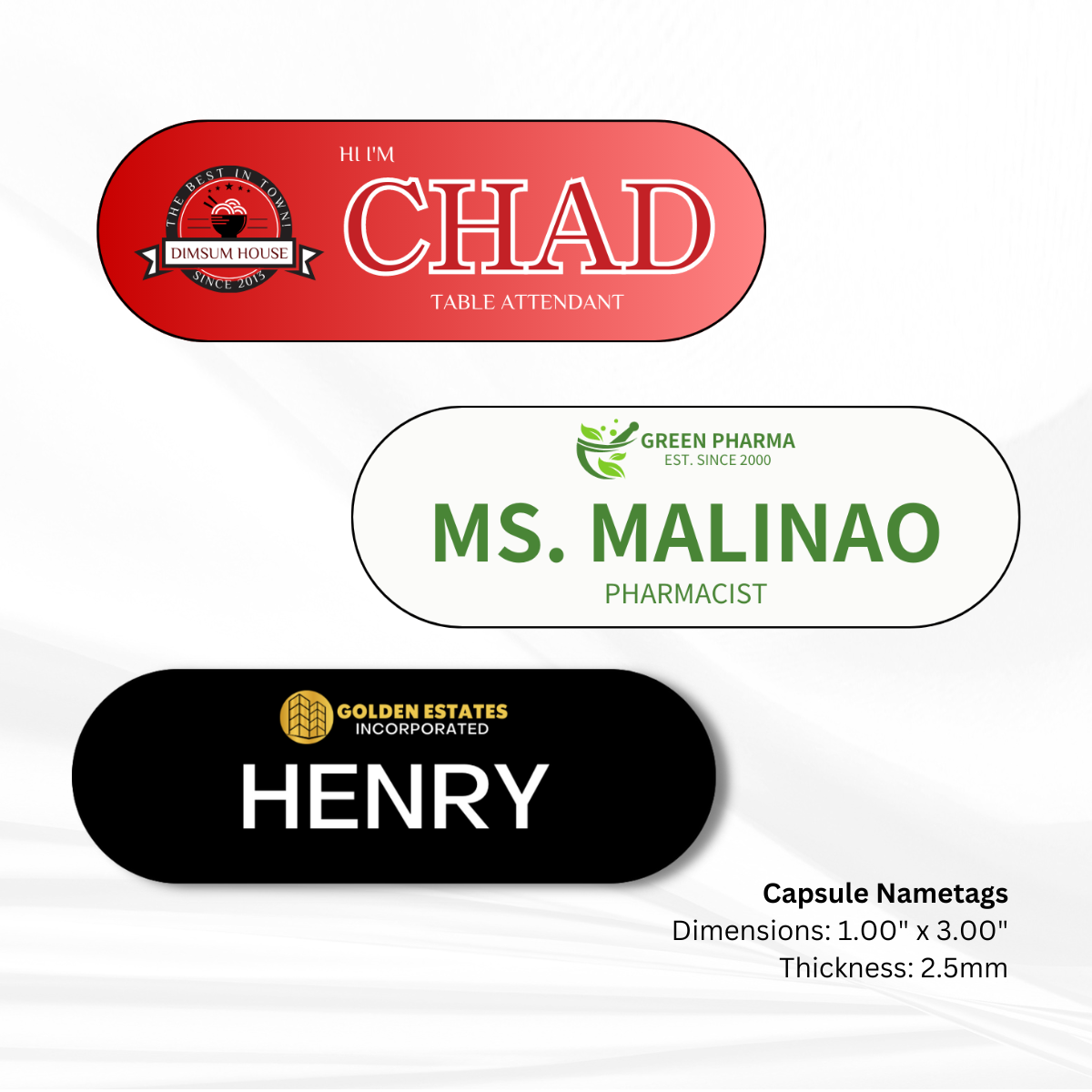 Capsule Nametag - 1.0" x 3.0"