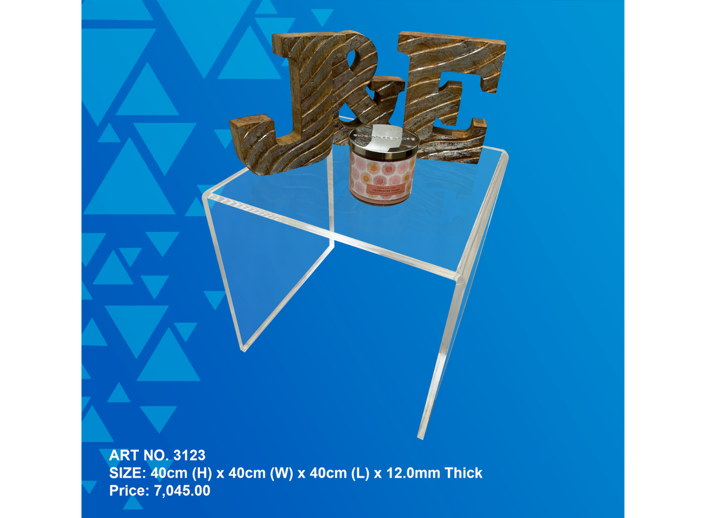 3123 Acrylic Table ( 40cm (H) x 40cm (W) x 40cm (L) x 12.00mm Thick)