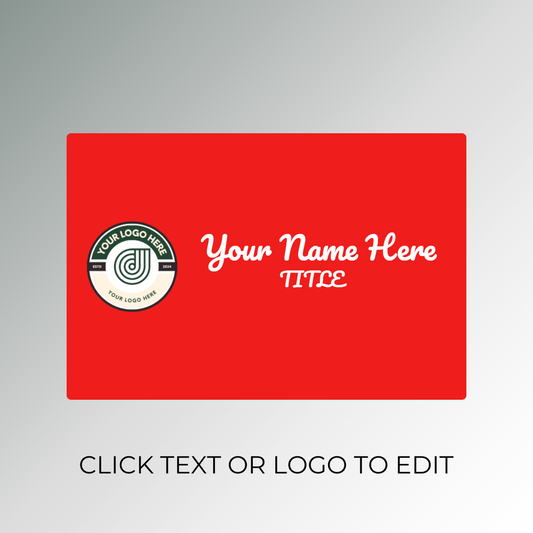 Red rectangular design nametag