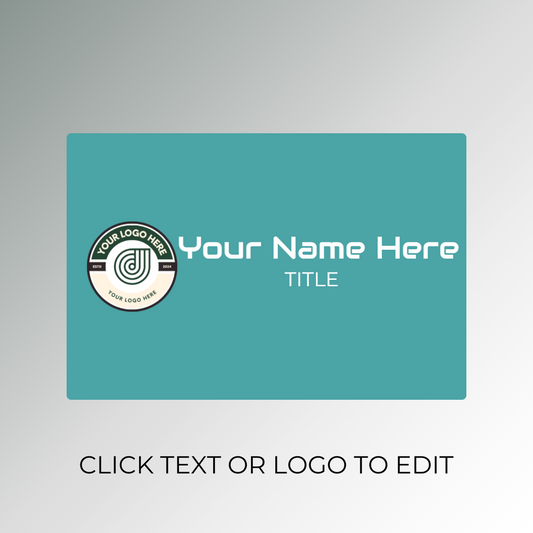 Teal rectangular design nametag