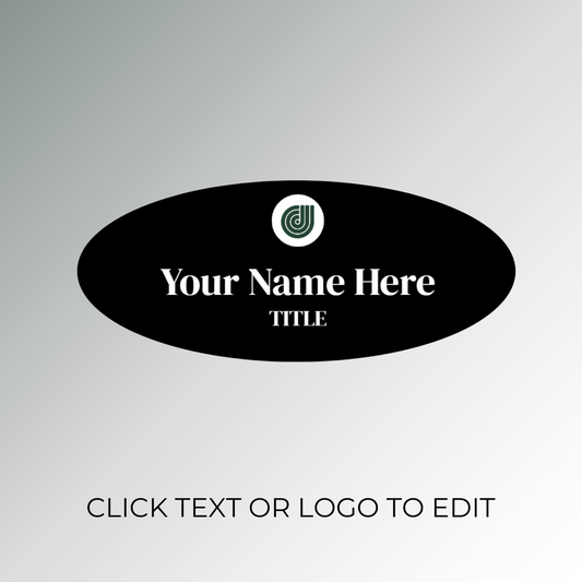 black oval shape nametag