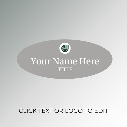 gray oval shape nametag