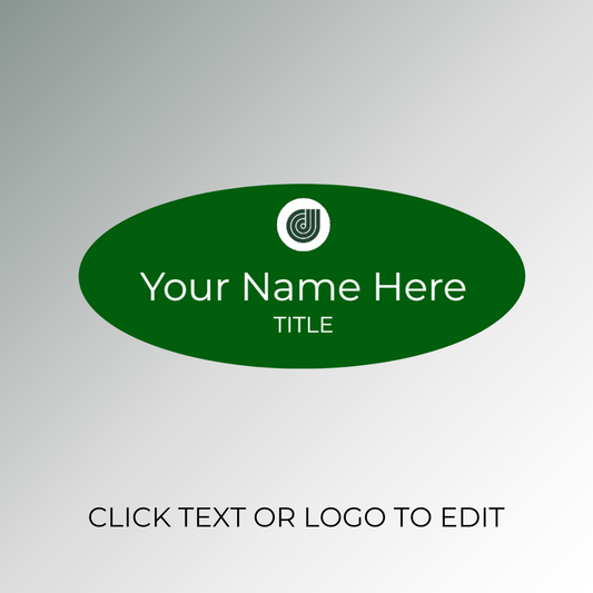 green oval shape nametag