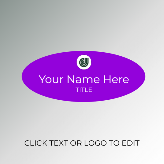 purple oval shape nametag