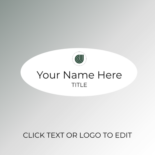 white oval shape nametag