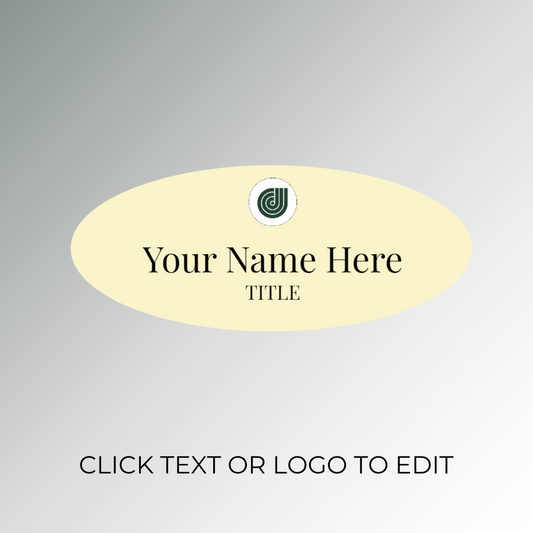 yellow oval shape nametag