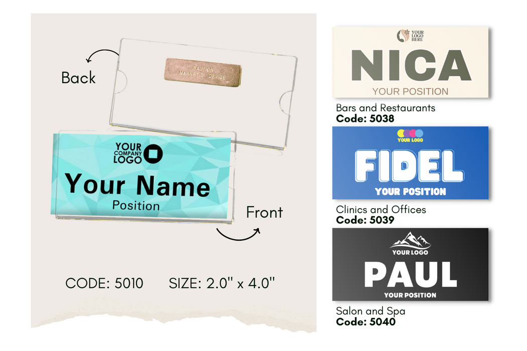 Code No.: 5010                        _                  Size: 2.0" x 4.0"                Insertable Nameplate with Magnetic Holder