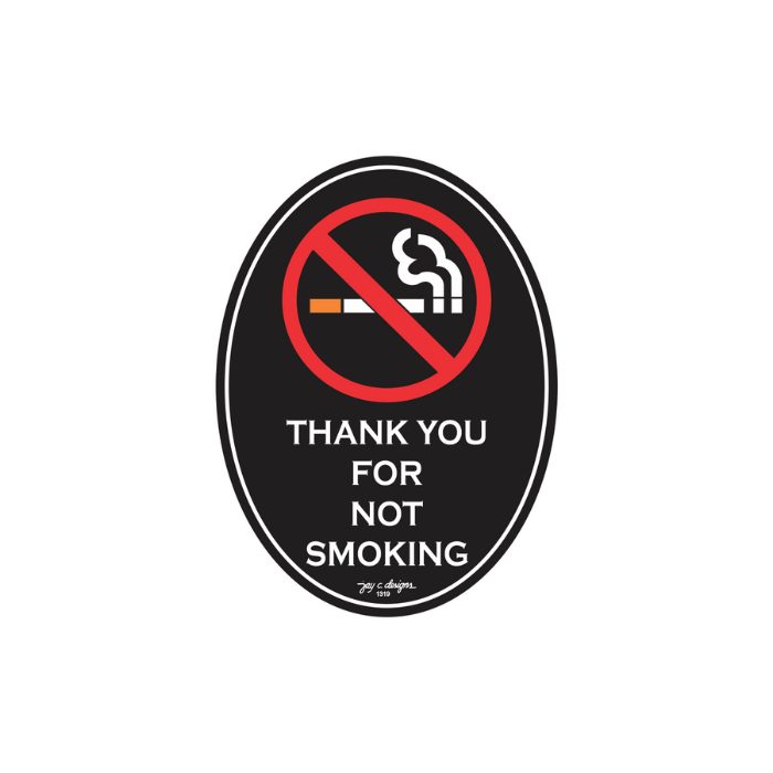 Thank you for not smoking acrylic signage